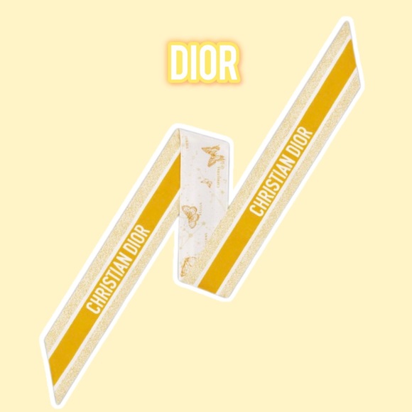 Dior Accessories - Christian Dior Yellow Butterfly Twilly Scarf